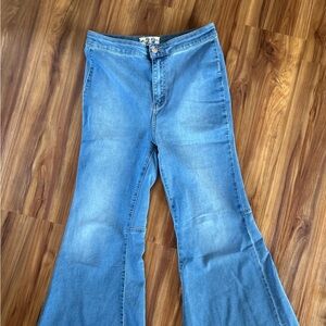 Free People Light Blue High-Rise Flare Jeans